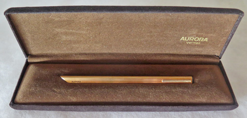 6332: AURORA T-21 VERMIL BALLPOINT WITH BOX & PAPERS, GOLD PLATED STERLING SILVER